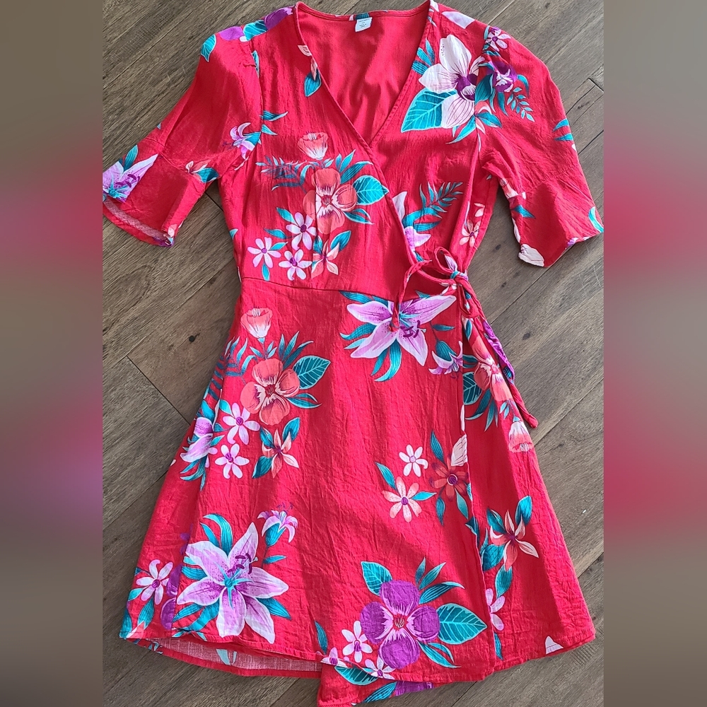 Hawaiian style wrap dress